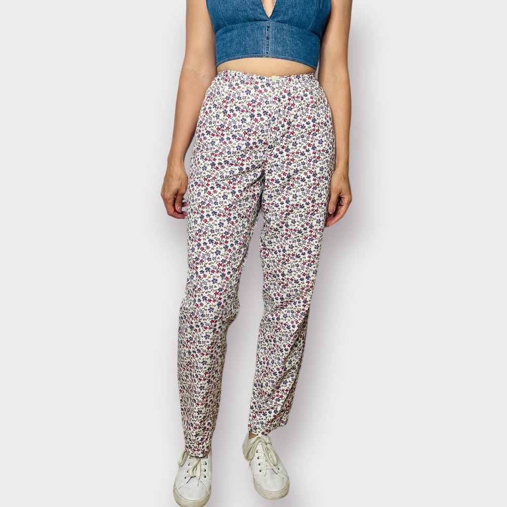 90s Floral cotton Pants‎